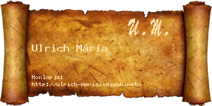 Ulrich Mária névjegykártya